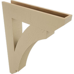 Ekena Millwork - BKTUR055X28X40THR06RCPR - Timberthane Faux Wood Thorton Style Bracket, Slat Ends, 5 1/2"W x 28"D x 40"H, Primed Tan