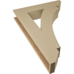 Ekena Millwork - BKTUR055X28X40THR06RCPR - Timberthane Faux Wood Thorton Style Bracket, Slat Ends, 5 1/2"W x 28"D x 40"H, Primed Tan