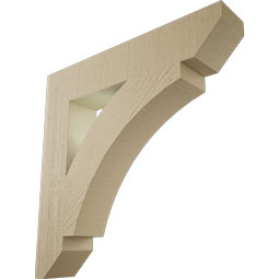 Ekena Millwork - BKTUR055X30X30THR06RCPR - Timberthane Faux Wood Thorton Style Bracket, Slat Ends, 5 1/2"W x 30"D x 30"H, Primed Tan
