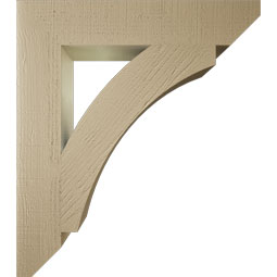 Ekena Millwork - BKTUR055X30X34THR06RCPR - Timberthane Faux Wood Thorton Style Bracket, Slat Ends, 5 1/2"W x 30"D x 34"H, Primed Tan