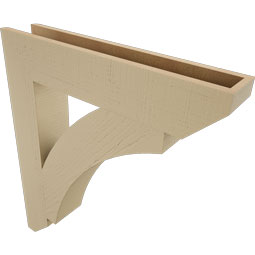 Ekena Millwork - BKTUR055X30X34THR06RCPR - Timberthane Faux Wood Thorton Style Bracket, Slat Ends, 5 1/2"W x 30"D x 34"H, Primed Tan