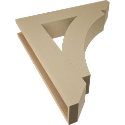 Ekena Millwork - BKTUR055X30X34THR06RCPR - Timberthane Faux Wood Thorton Style Bracket, Slat Ends, 5 1/2"W x 30"D x 34"H, Primed Tan