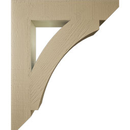 Ekena Millwork - BKTUR055X30X36THR06RCPR - Timberthane Faux Wood Thorton Style Bracket, Slat Ends, 5 1/2"W x 30"D x 36"H, Primed Tan