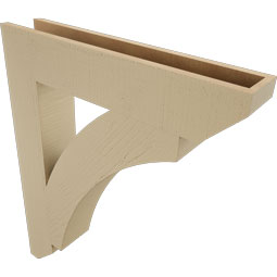 Ekena Millwork - BKTUR055X30X36THR06RCPR - Timberthane Faux Wood Thorton Style Bracket, Slat Ends, 5 1/2"W x 30"D x 36"H, Primed Tan