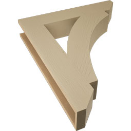 Ekena Millwork - BKTUR055X30X36THR06RCPR - Timberthane Faux Wood Thorton Style Bracket, Slat Ends, 5 1/2"W x 30"D x 36"H, Primed Tan