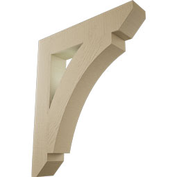 Ekena Millwork - BKTUR055X30X36THR06RCPR - Timberthane Faux Wood Thorton Style Bracket, Slat Ends, 5 1/2"W x 30"D x 36"H, Primed Tan