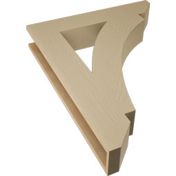 Ekena Millwork - BKTUR055X30X38THR06RCPR - Timberthane Faux Wood Thorton Style Bracket, Slat Ends, 5 1/2"W x 30"D x 38"H, Primed Tan