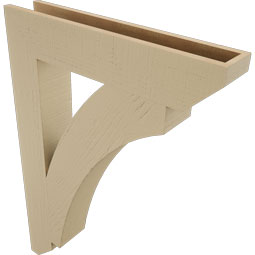 Ekena Millwork - BKTUR055X30X42THR06RCPR - Timberthane Faux Wood Thorton Style Bracket, Slat Ends, 5 1/2"W x 30"D x 42"H, Primed Tan