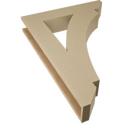 Ekena Millwork - BKTUR055X30X42THR06RCPR - Timberthane Faux Wood Thorton Style Bracket, Slat Ends, 5 1/2"W x 30"D x 42"H, Primed Tan