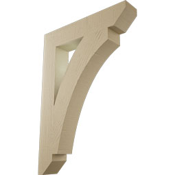 Ekena Millwork - BKTUR055X30X42THR06RCPR - Timberthane Faux Wood Thorton Style Bracket, Slat Ends, 5 1/2"W x 30"D x 42"H, Primed Tan