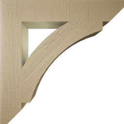 Ekena Millwork - BKTUR055X32X32THR06RCPR - Timberthane Faux Wood Thorton Style Bracket, Slat Ends, 5 1/2"W x 32"D x 32"H, Primed Tan
