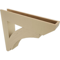 Ekena Millwork - BKTUR055X32X32THR06RCPR - Timberthane Faux Wood Thorton Style Bracket, Slat Ends, 5 1/2"W x 32"D x 32"H, Primed Tan