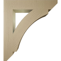 Ekena Millwork - BKTUR055X32X36THR06RCPR - Timberthane Faux Wood Thorton Style Bracket, Slat Ends, 5 1/2"W x 32"D x 36"H, Primed Tan