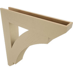 Ekena Millwork - BKTUR055X32X36THR06RCPR - Timberthane Faux Wood Thorton Style Bracket, Slat Ends, 5 1/2"W x 32"D x 36"H, Primed Tan