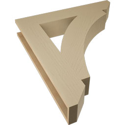 Ekena Millwork - BKTUR055X32X36THR06RCPR - Timberthane Faux Wood Thorton Style Bracket, Slat Ends, 5 1/2"W x 32"D x 36"H, Primed Tan