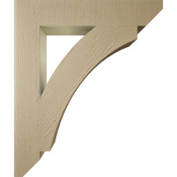 Ekena Millwork - BKTUR055X32X38THR06RCPR - Timberthane Faux Wood Thorton Style Bracket, Slat Ends, 5 1/2"W x 32"D x 38"H, Primed Tan