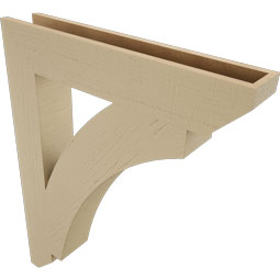 Ekena Millwork - BKTUR055X32X40THR06RCPR - Timberthane Faux Wood Thorton Style Bracket, Slat Ends, 5 1/2"W x 32"D x 40"H, Primed Tan