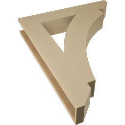 Ekena Millwork - BKTUR055X32X40THR06RCPR - Timberthane Faux Wood Thorton Style Bracket, Slat Ends, 5 1/2"W x 32"D x 40"H, Primed Tan