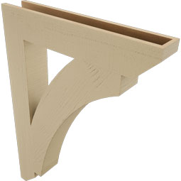 Ekena Millwork - BKTUR055X32X44THR06RCPR - Timberthane Faux Wood Thorton Style Bracket, Slat Ends, 5 1/2"W x 32"D x 44"H, Primed Tan