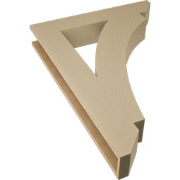 Ekena Millwork - BKTUR055X32X44THR06RCPR - Timberthane Faux Wood Thorton Style Bracket, Slat Ends, 5 1/2"W x 32"D x 44"H, Primed Tan