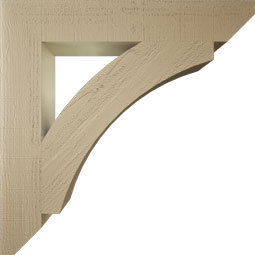 Ekena Millwork - BKTUR055X34X34THR06RCPR - Timberthane Faux Wood Thorton Style Bracket, Slat Ends, 5 1/2"W x 34"D x 34"H, Primed Tan
