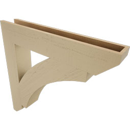 Ekena Millwork - BKTUR055X34X34THR06RCPR - Timberthane Faux Wood Thorton Style Bracket, Slat Ends, 5 1/2"W x 34"D x 34"H, Primed Tan