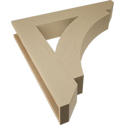 Ekena Millwork - BKTUR055X34X34THR06RCPR - Timberthane Faux Wood Thorton Style Bracket, Slat Ends, 5 1/2"W x 34"D x 34"H, Primed Tan