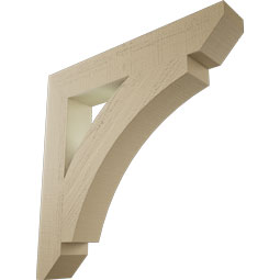 Ekena Millwork - BKTUR055X34X34THR06RCPR - Timberthane Faux Wood Thorton Style Bracket, Slat Ends, 5 1/2"W x 34"D x 34"H, Primed Tan