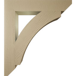 Ekena Millwork - BKTUR055X34X38THR06RCPR - Timberthane Faux Wood Thorton Style Bracket, Slat Ends, 5 1/2"W x 34"D x 38"H, Primed Tan