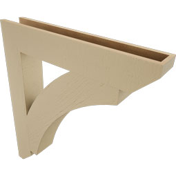 Ekena Millwork - BKTUR055X34X38THR06RCPR - Timberthane Faux Wood Thorton Style Bracket, Slat Ends, 5 1/2"W x 34"D x 38"H, Primed Tan