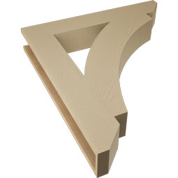 Ekena Millwork - BKTUR055X34X38THR06RCPR - Timberthane Faux Wood Thorton Style Bracket, Slat Ends, 5 1/2"W x 34"D x 38"H, Primed Tan