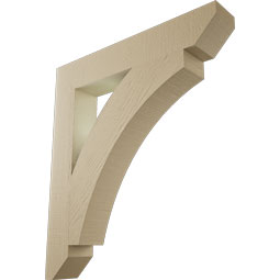 Ekena Millwork - BKTUR055X34X38THR06RCPR - Timberthane Faux Wood Thorton Style Bracket, Slat Ends, 5 1/2"W x 34"D x 38"H, Primed Tan