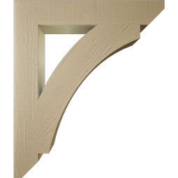 Ekena Millwork - BKTUR055X34X40THR06RCPR - Timberthane Faux Wood Thorton Style Bracket, Slat Ends, 5 1/2"W x 34"D x 40"H, Primed Tan