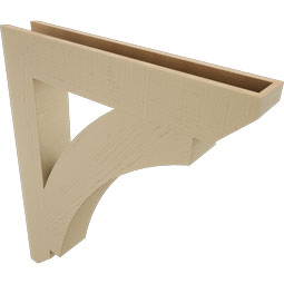 Ekena Millwork - BKTUR055X34X40THR06RCPR - Timberthane Faux Wood Thorton Style Bracket, Slat Ends, 5 1/2"W x 34"D x 40"H, Primed Tan