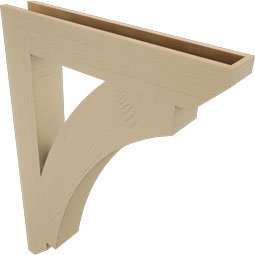 Ekena Millwork - BKTUR055X34X46THR06RCPR - Timberthane Faux Wood Thorton Style Bracket, Slat Ends, 5 1/2"W x 34"D x 46"H, Primed Tan