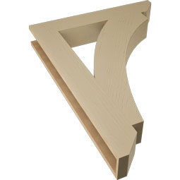 Ekena Millwork - BKTUR055X34X46THR06RCPR - Timberthane Faux Wood Thorton Style Bracket, Slat Ends, 5 1/2"W x 34"D x 46"H, Primed Tan