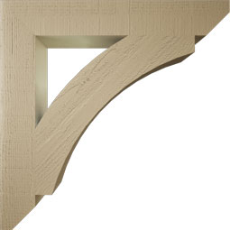 Ekena Millwork - BKTUR055X36X36THR06RCPR - Timberthane Faux Wood Thorton Style Bracket, Slat Ends, 5 1/2"W x 36"D x 36"H, Primed Tan