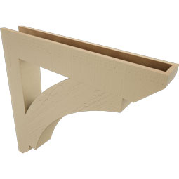 Ekena Millwork - BKTUR055X36X36THR06RCPR - Timberthane Faux Wood Thorton Style Bracket, Slat Ends, 5 1/2"W x 36"D x 36"H, Primed Tan