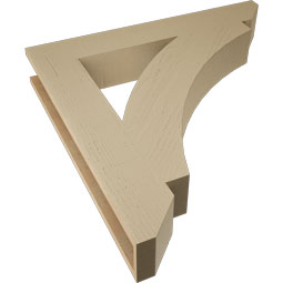 Ekena Millwork - BKTUR055X36X36THR06RCPR - Timberthane Faux Wood Thorton Style Bracket, Slat Ends, 5 1/2"W x 36"D x 36"H, Primed Tan
