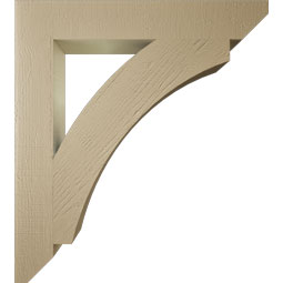 Ekena Millwork - BKTUR055X36X40THR06RCPR - Timberthane Faux Wood Thorton Style Bracket, Slat Ends, 5 1/2"W x 36"D x 40"H, Primed Tan