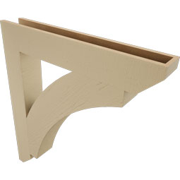 Ekena Millwork - BKTUR055X36X40THR06RCPR - Timberthane Faux Wood Thorton Style Bracket, Slat Ends, 5 1/2"W x 36"D x 40"H, Primed Tan