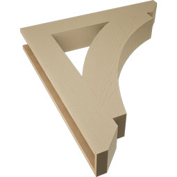 Ekena Millwork - BKTUR055X36X40THR06RCPR - Timberthane Faux Wood Thorton Style Bracket, Slat Ends, 5 1/2"W x 36"D x 40"H, Primed Tan