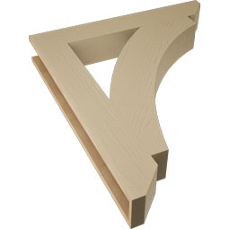 Ekena Millwork - BKTUR055X36X42THR06RCPR - Timberthane Faux Wood Thorton Style Bracket, Slat Ends, 5 1/2"W x 36"D x 42"H, Primed Tan