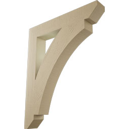Ekena Millwork - BKTUR055X36X44THR06RCPR - Timberthane Faux Wood Thorton Style Bracket, Slat Ends, 5 1/2"W x 36"D x 44"H, Primed Tan
