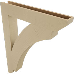 Ekena Millwork - BKTUR055X36X48THR06RCPR - Timberthane Faux Wood Thorton Style Bracket, Slat Ends, 5 1/2"W x 36"D x 48"H, Primed Tan