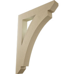 Ekena Millwork - BKTUR055X36X48THR06RCPR - Timberthane Faux Wood Thorton Style Bracket, Slat Ends, 5 1/2"W x 36"D x 48"H, Primed Tan