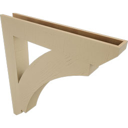 Ekena Millwork - BKTUR055X38X42THR06RCPR - Timberthane Faux Wood Thorton Style Bracket, Slat Ends, 5 1/2"W x 38"D x 42"H, Primed Tan