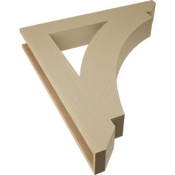Ekena Millwork - BKTUR055X38X42THR06RCPR - Timberthane Faux Wood Thorton Style Bracket, Slat Ends, 5 1/2"W x 38"D x 42"H, Primed Tan