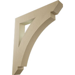Ekena Millwork - BKTUR055X38X42THR06RCPR - Timberthane Faux Wood Thorton Style Bracket, Slat Ends, 5 1/2"W x 38"D x 42"H, Primed Tan