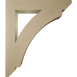 Ekena Millwork - BKTUR055X38X44THR06RCPR - Timberthane Faux Wood Thorton Style Bracket, Slat Ends, 5 1/2"W x 38"D x 44"H, Primed Tan